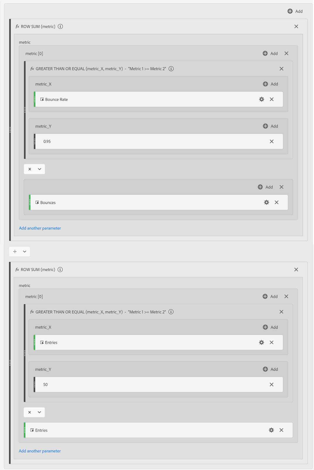 Detailed view of metric’s configuration in Adobe Analytics