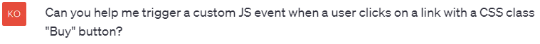 ChatGPT prompt for writing a custom JS event